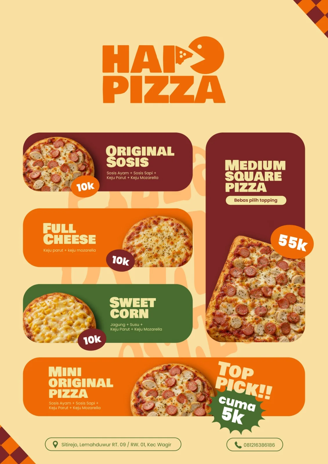 HAP PIZZA Menu
